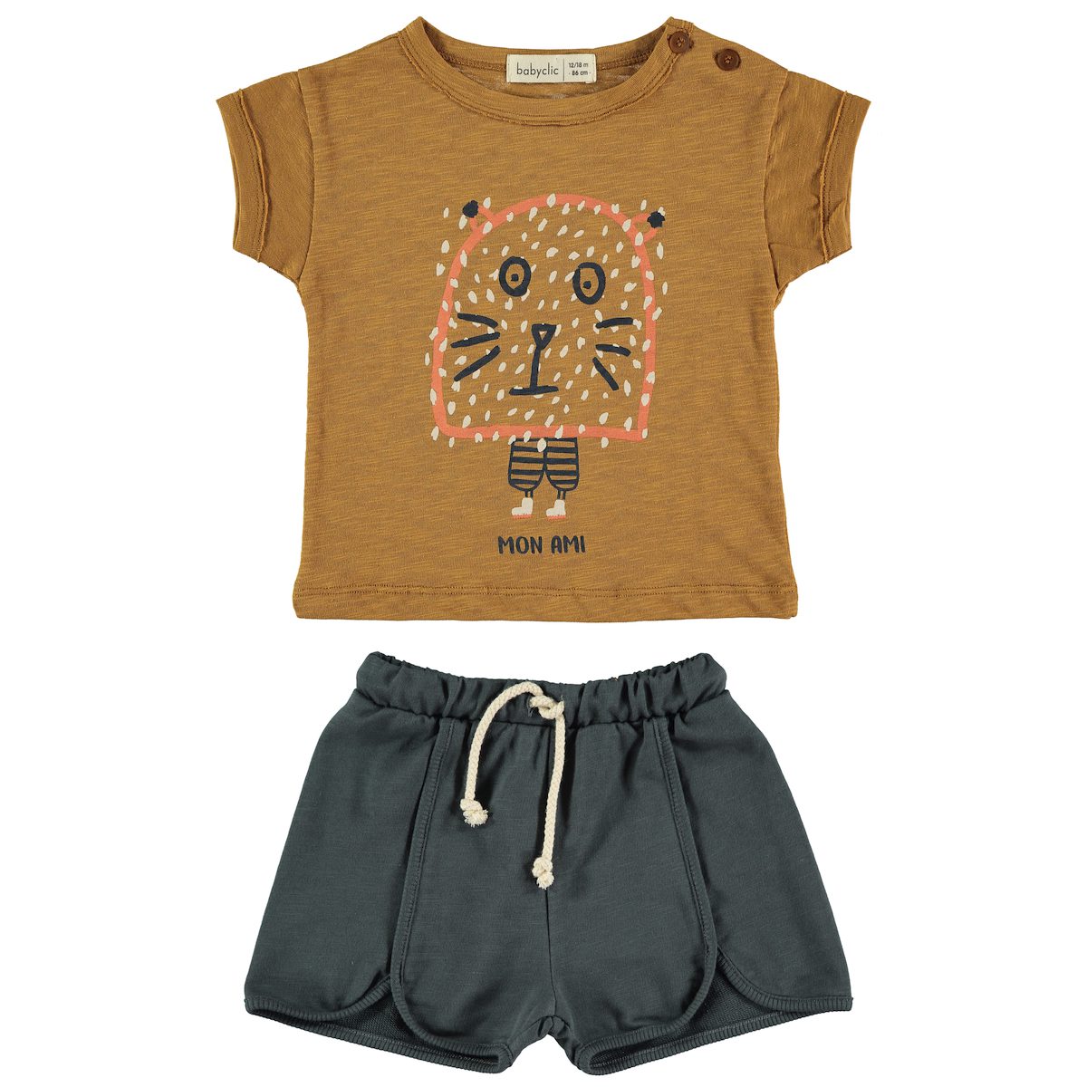 T-Shirt Mon Ami Curry & Shorts Marsella Night Blue