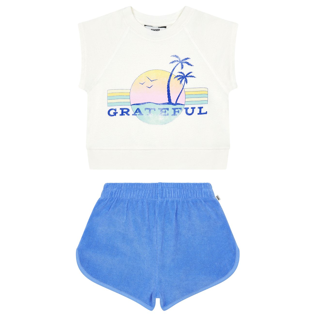 'Grateful' Sleeveless Sweatshirt & Terry Cloth Shorts