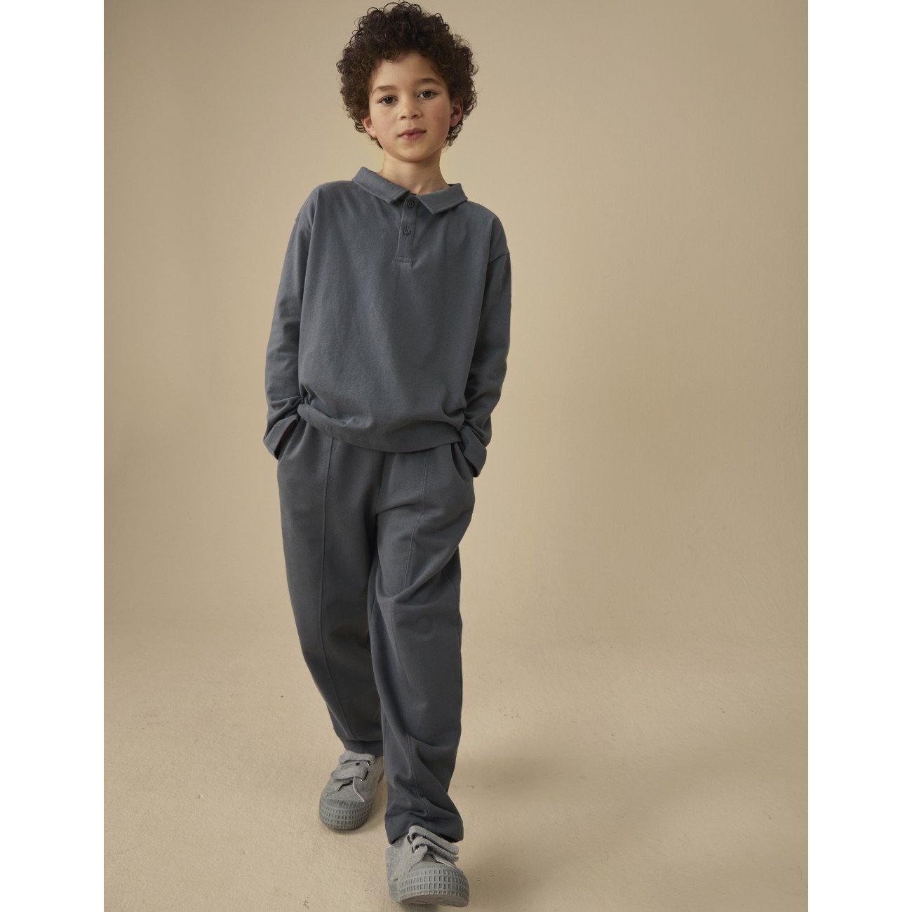 L/S Polo Shirt Blue Grey