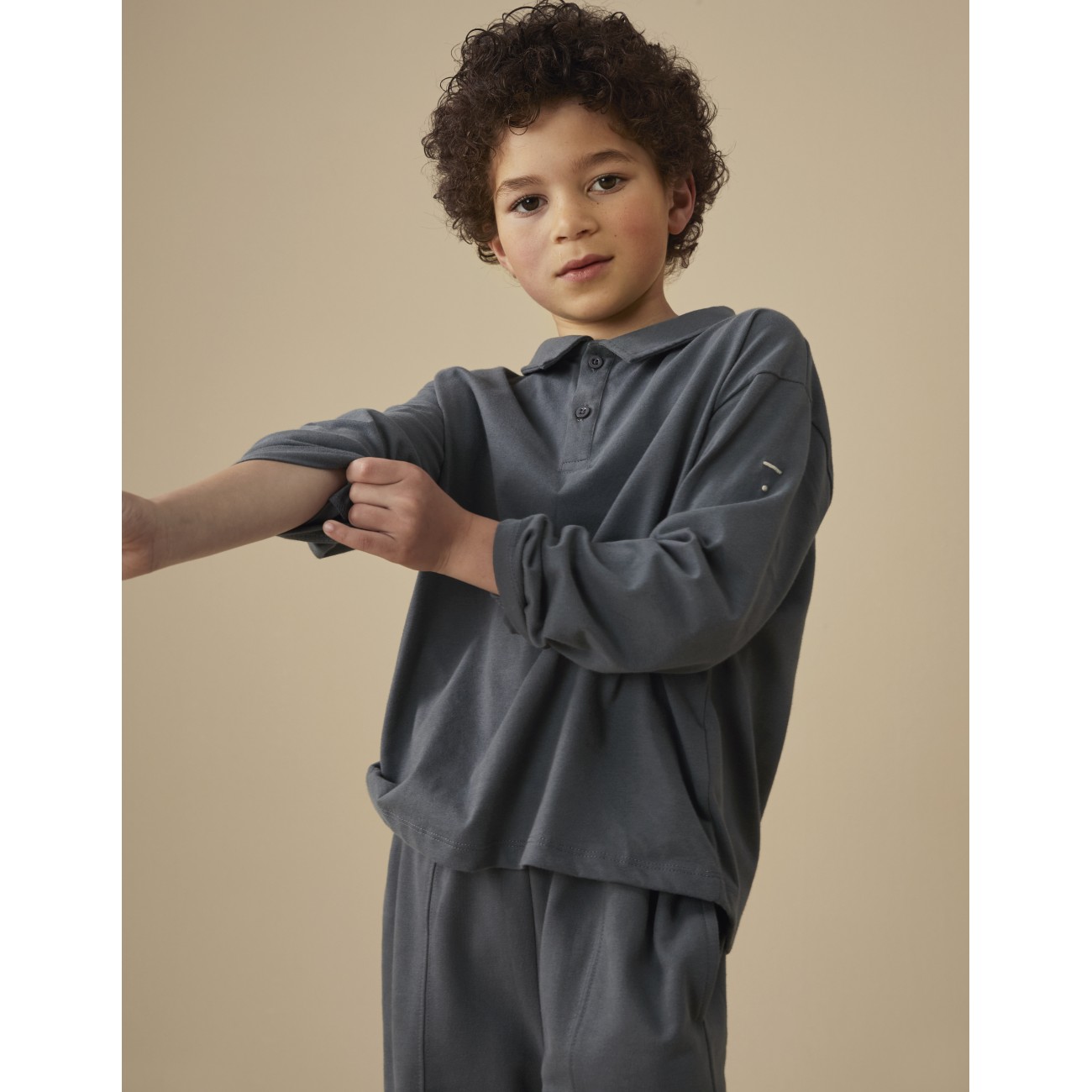 L/S Polo Shirt Blue Grey