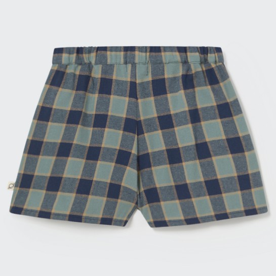 Puffed Long Sleeve Top & Check Flannel Skirt Arctic Blue