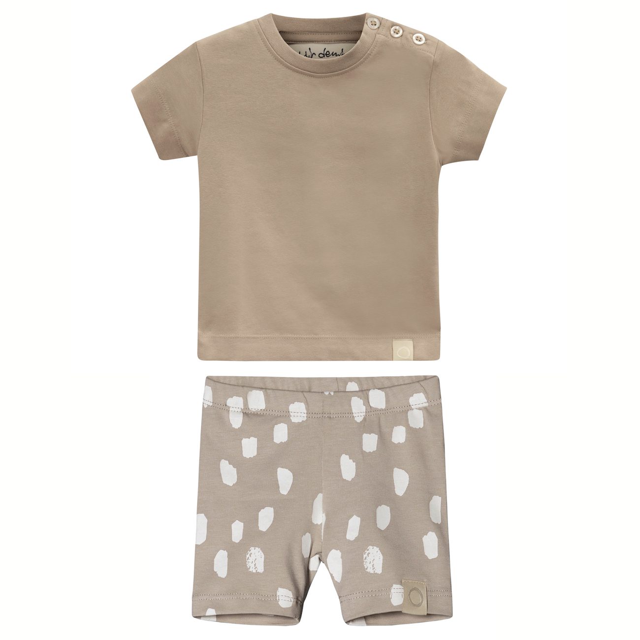 Beige Stowe Tee & Printed Allan Biker Shorts