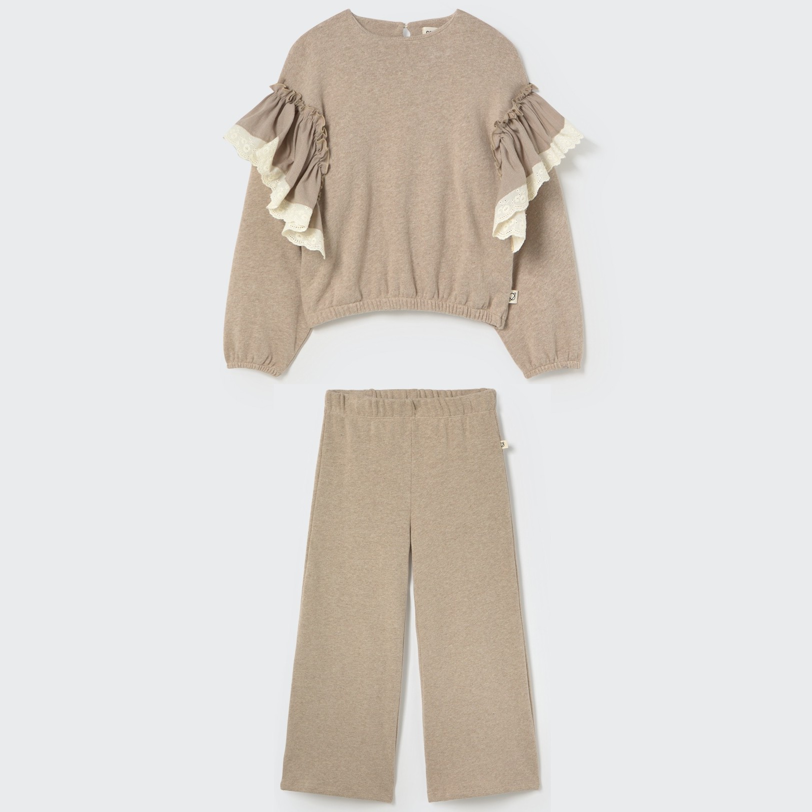 Soft Brushed Knit Sweater & Wide Pants Stone