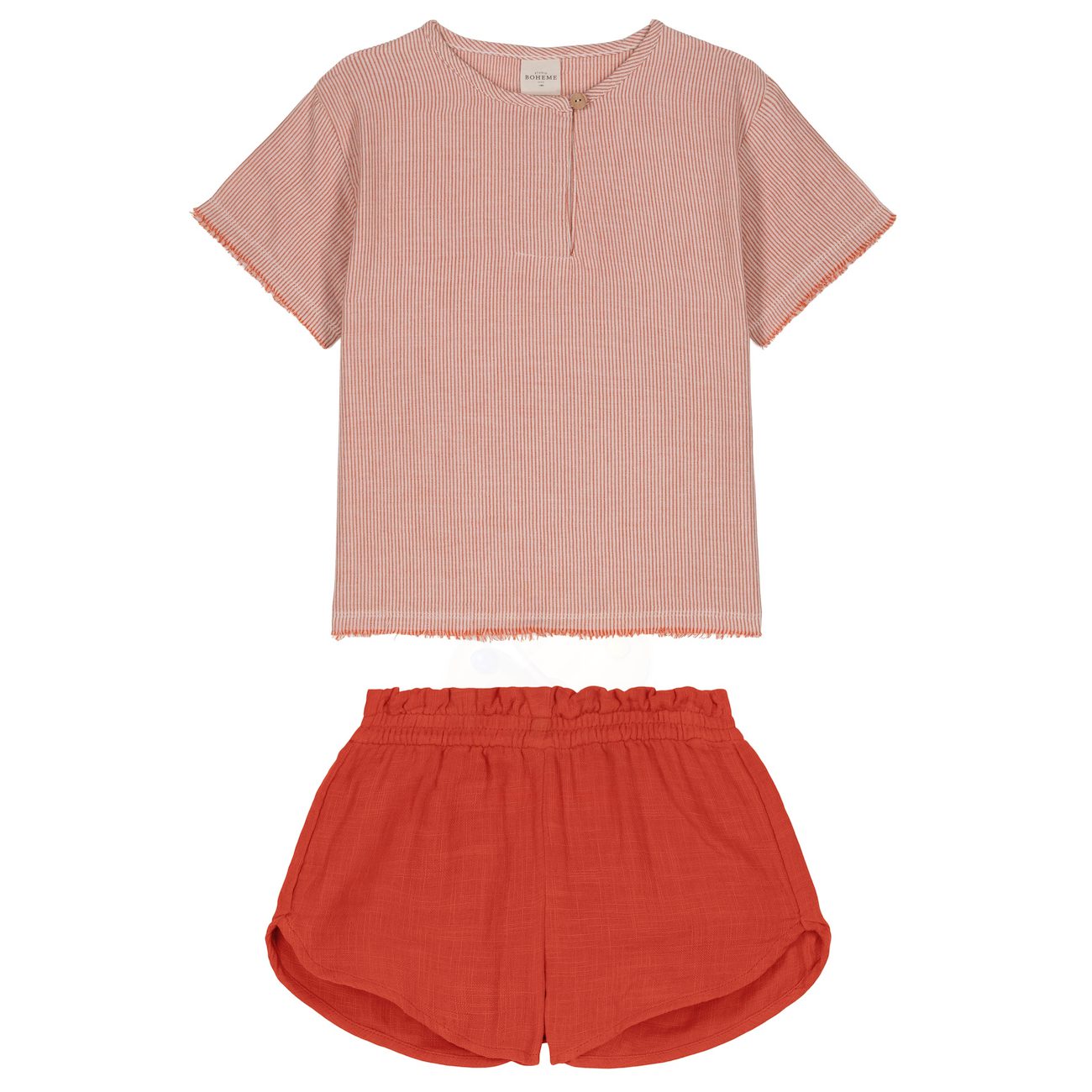 Orso T-Shirt & Georgette Shorts | Orange Stripes/Sunburnt Orange