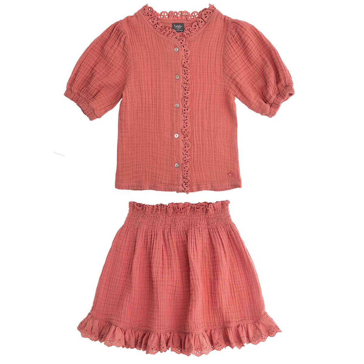 Lace Blouse & Skirt Button Lace Set