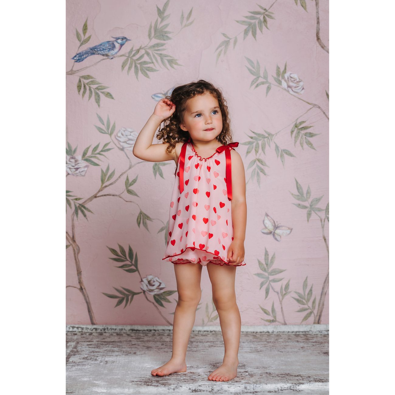 Sylvia Silk Pajama | Pink Hearts