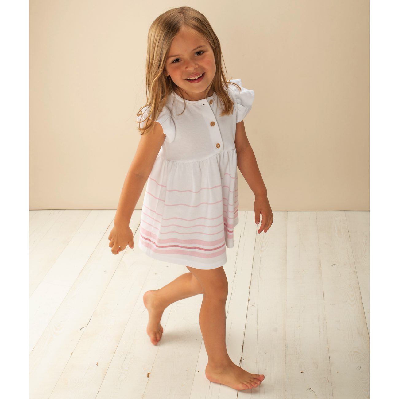 Pink Striped Piqué Dress