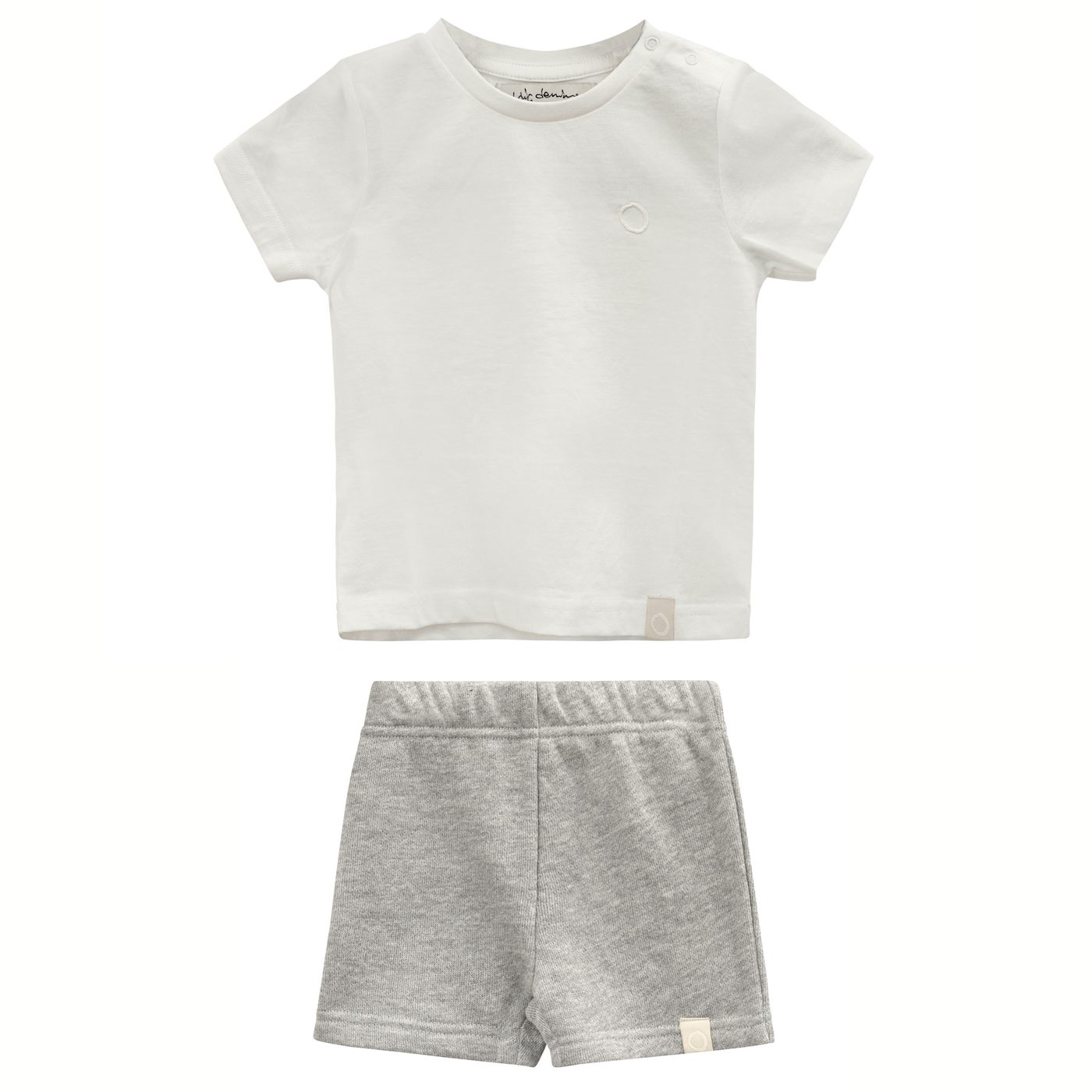 White Ron Tee & Grey Melange Mike Shorts