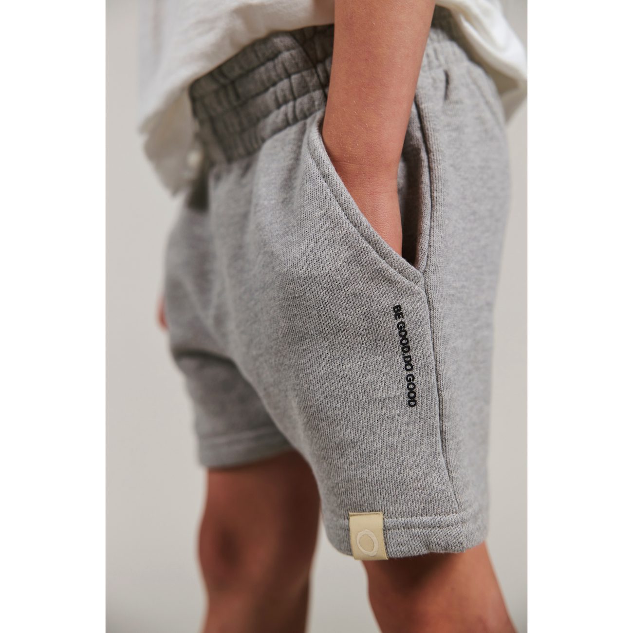 White Ron Tee & Grey Melange Mike Shorts