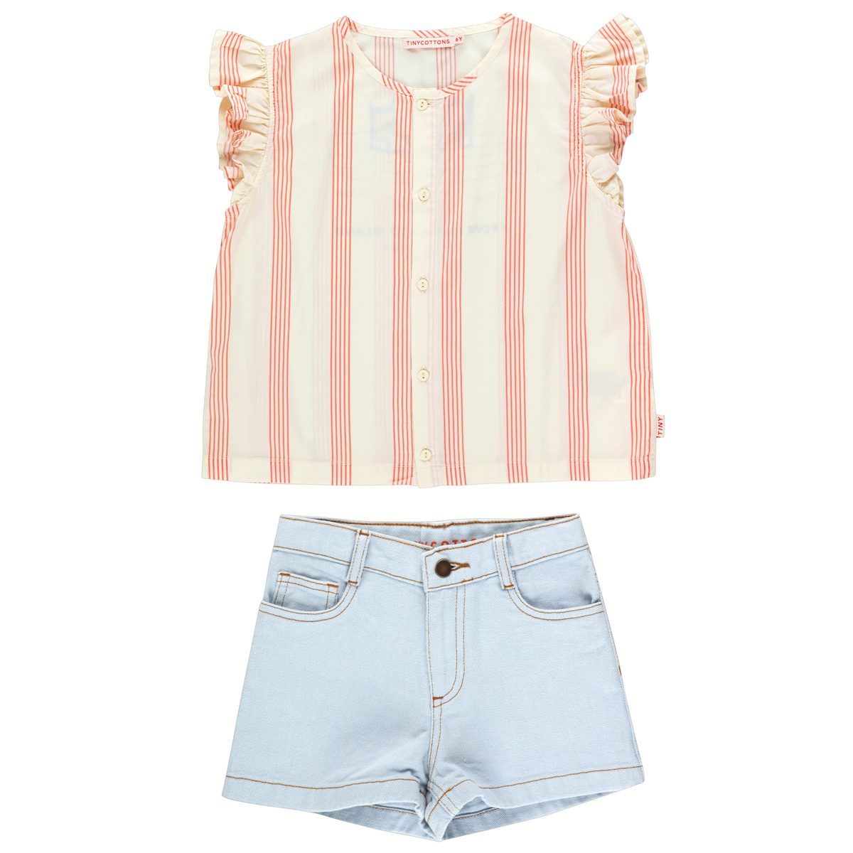 Sea Table Lines Crop Blouse & Tiny Short