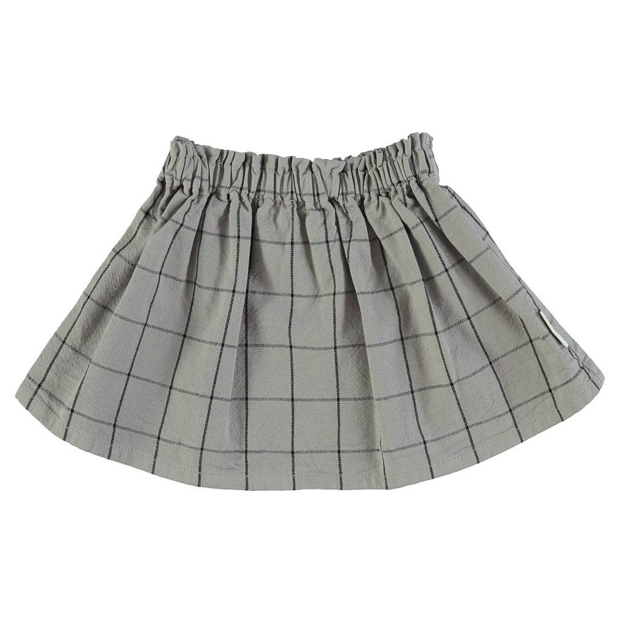 Mini Skirt W/ Frill Waist | Grey Checkered