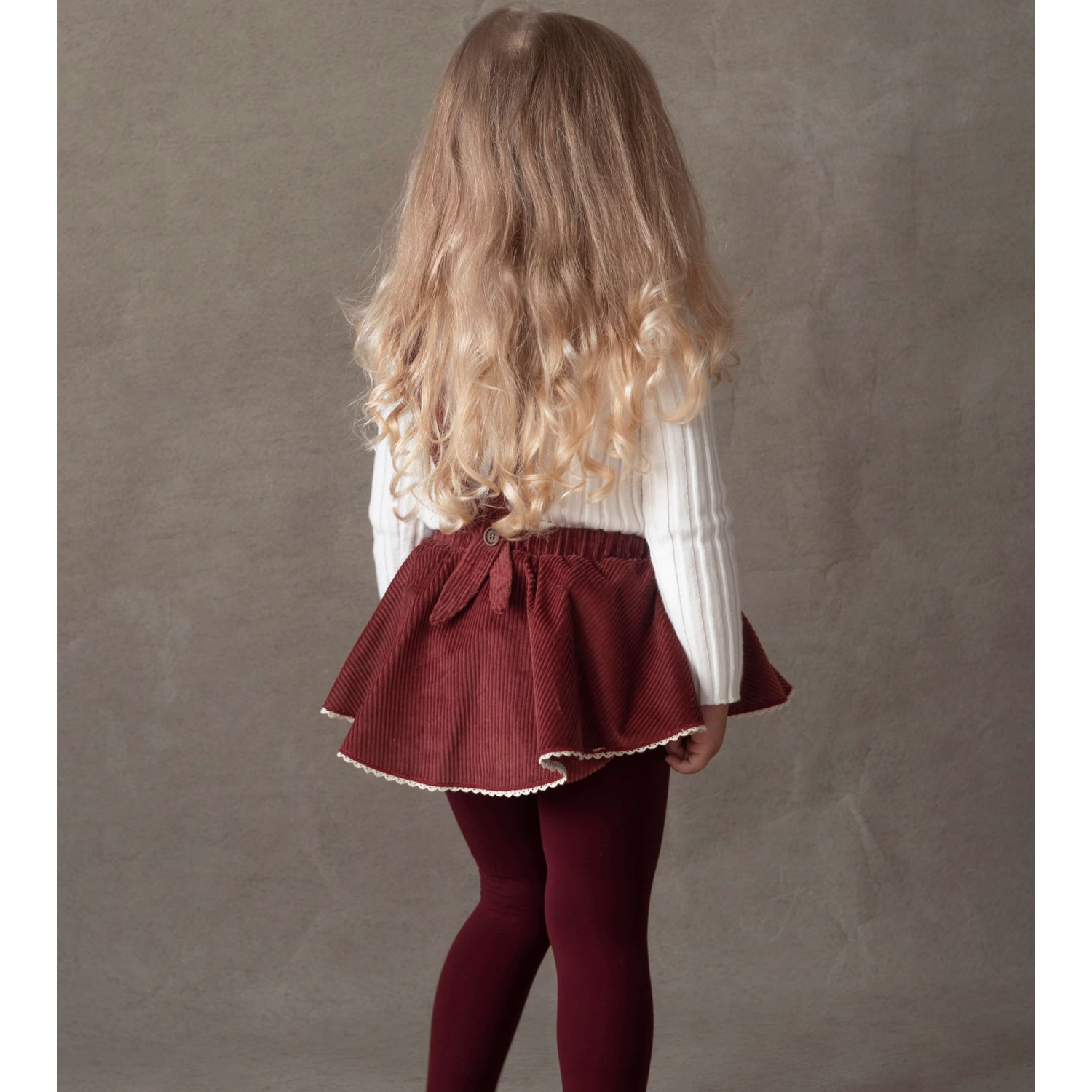 Burgundy Playsuit W/ Skirt & Funnel Collar Ribbed Top