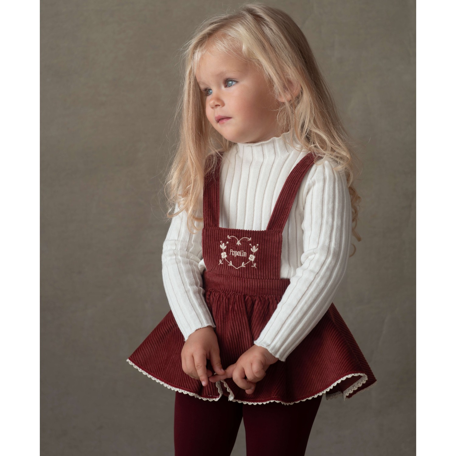 Burgundy Playsuit W/ Skirt & Funnel Collar Ribbed Top