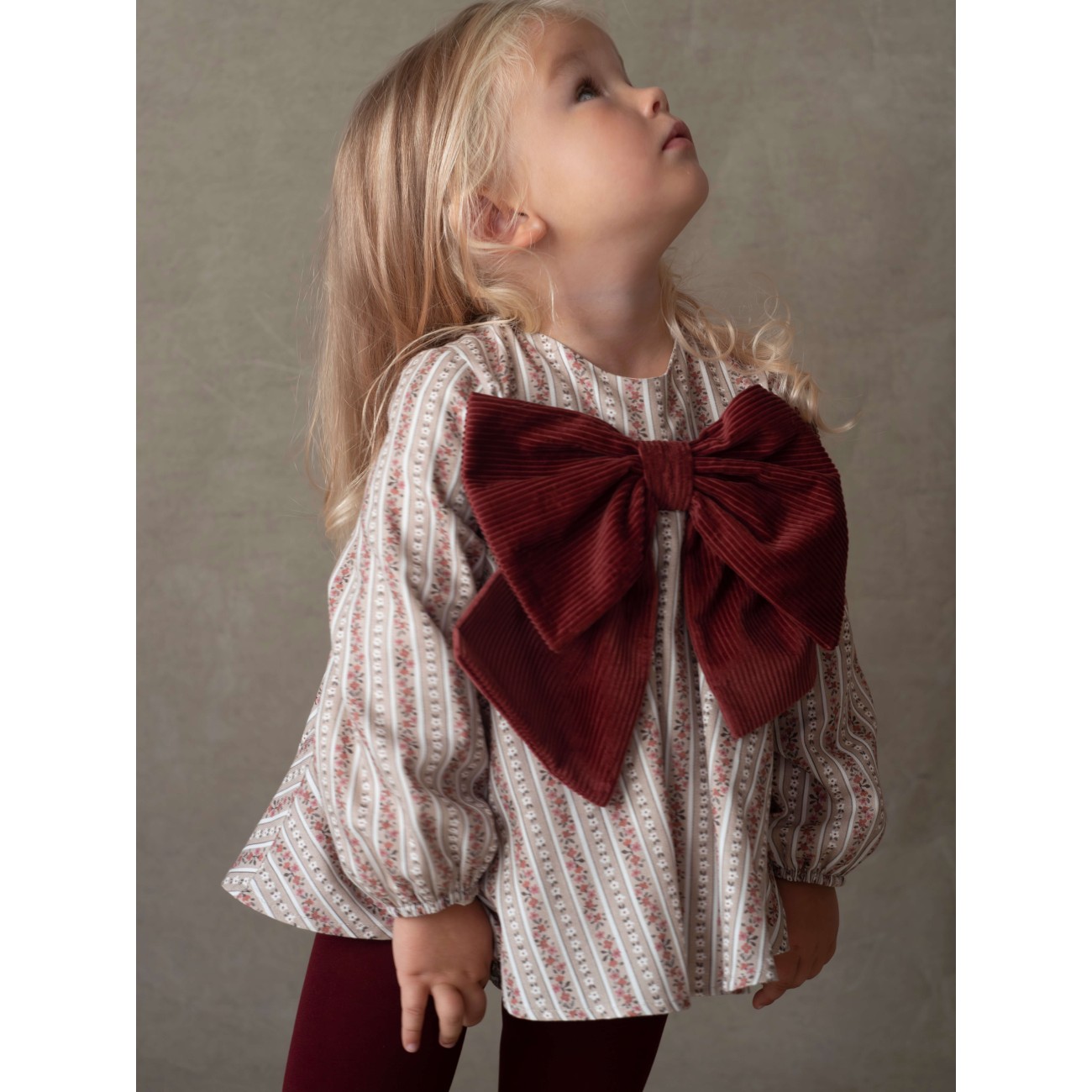 Burgundy Flower Print Romper Suit W/ Bow