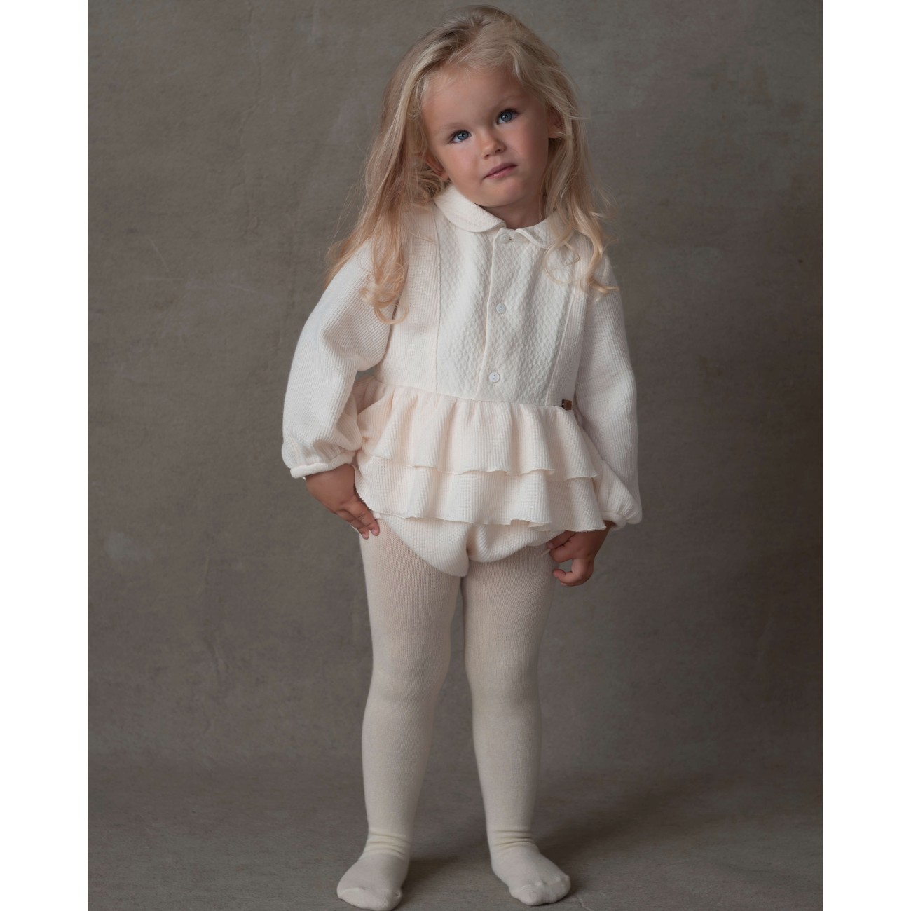 Knitted Romper Suit W/ Collar