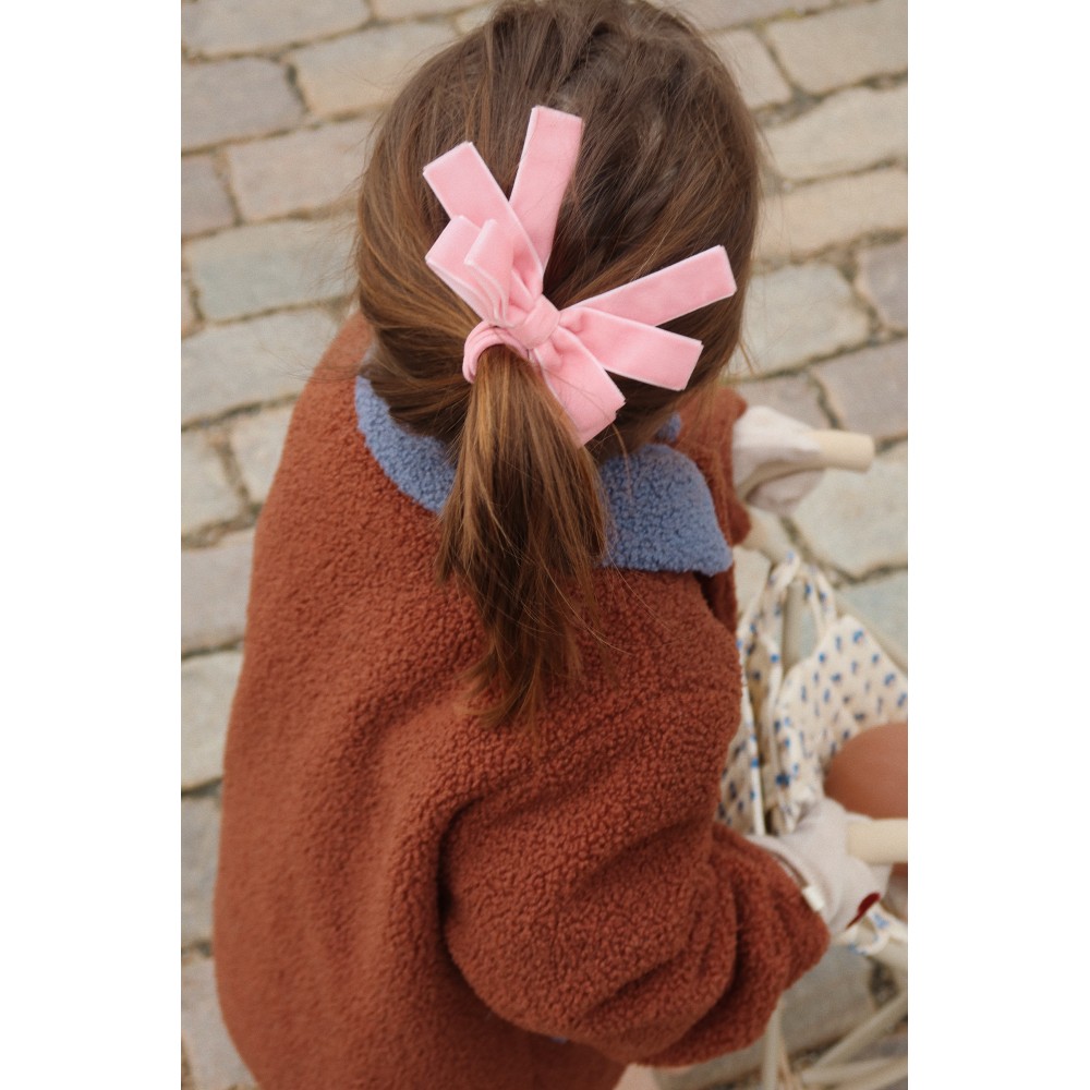 2 Pack Velvet Bow Elastic | Peony Pink