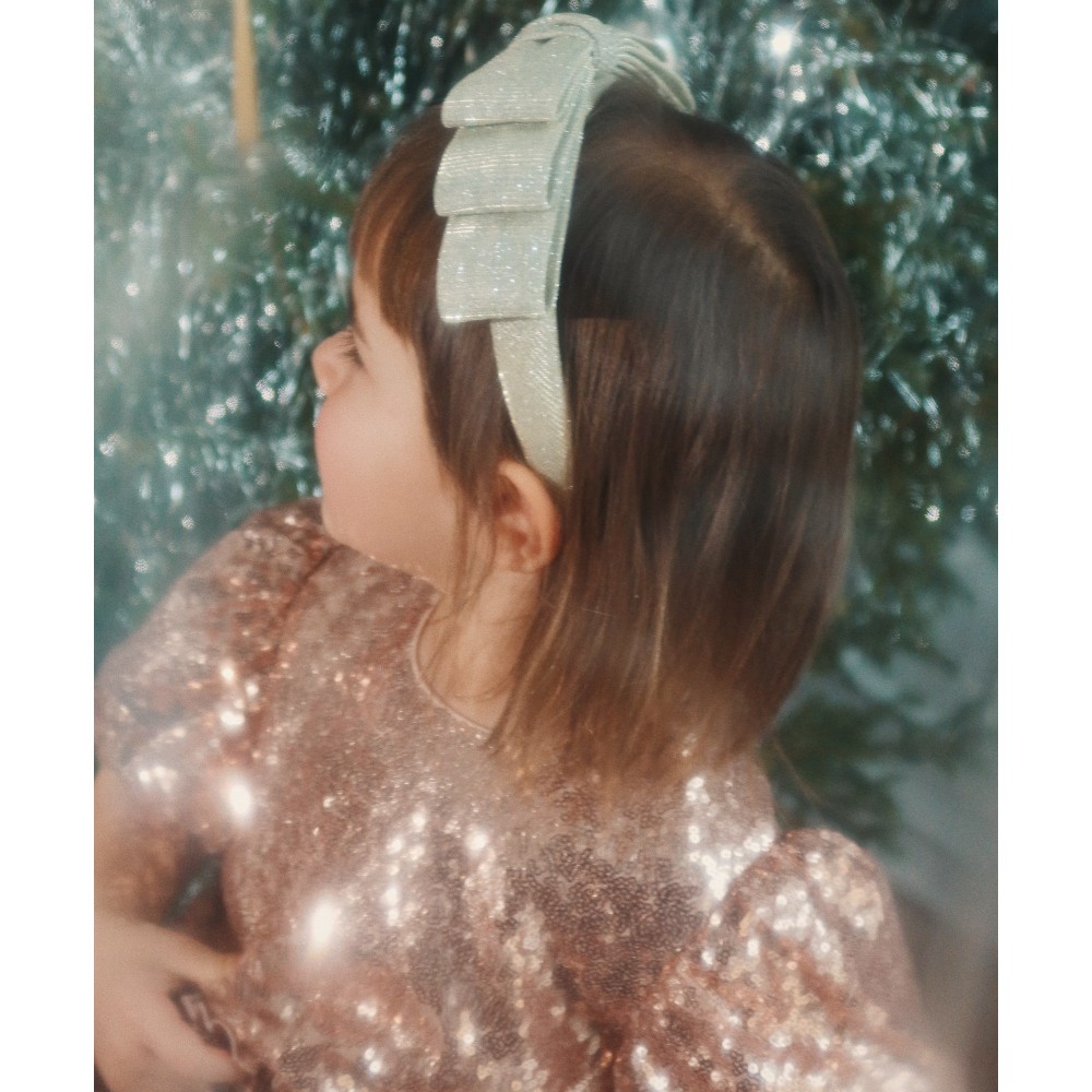 Glitter Bow Hairbrace | Silver