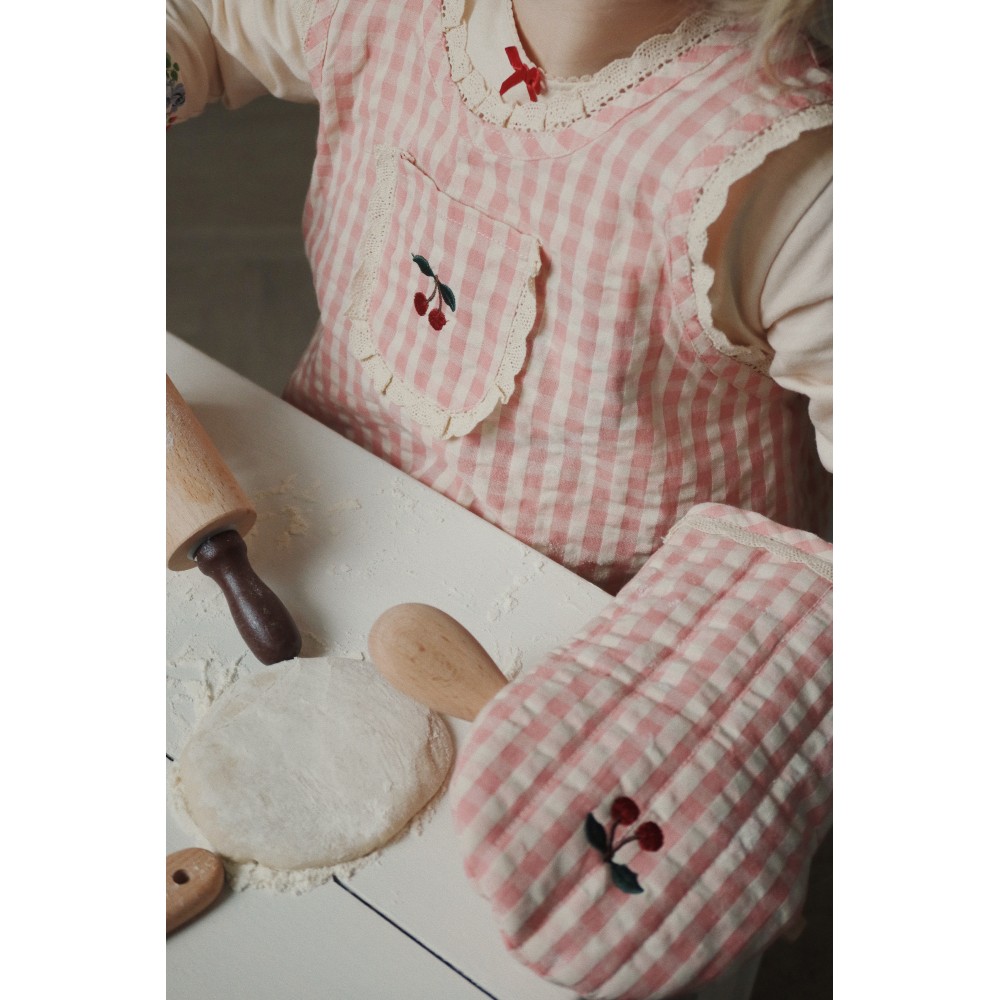 Kids Frill Apron Set | Cherry Check