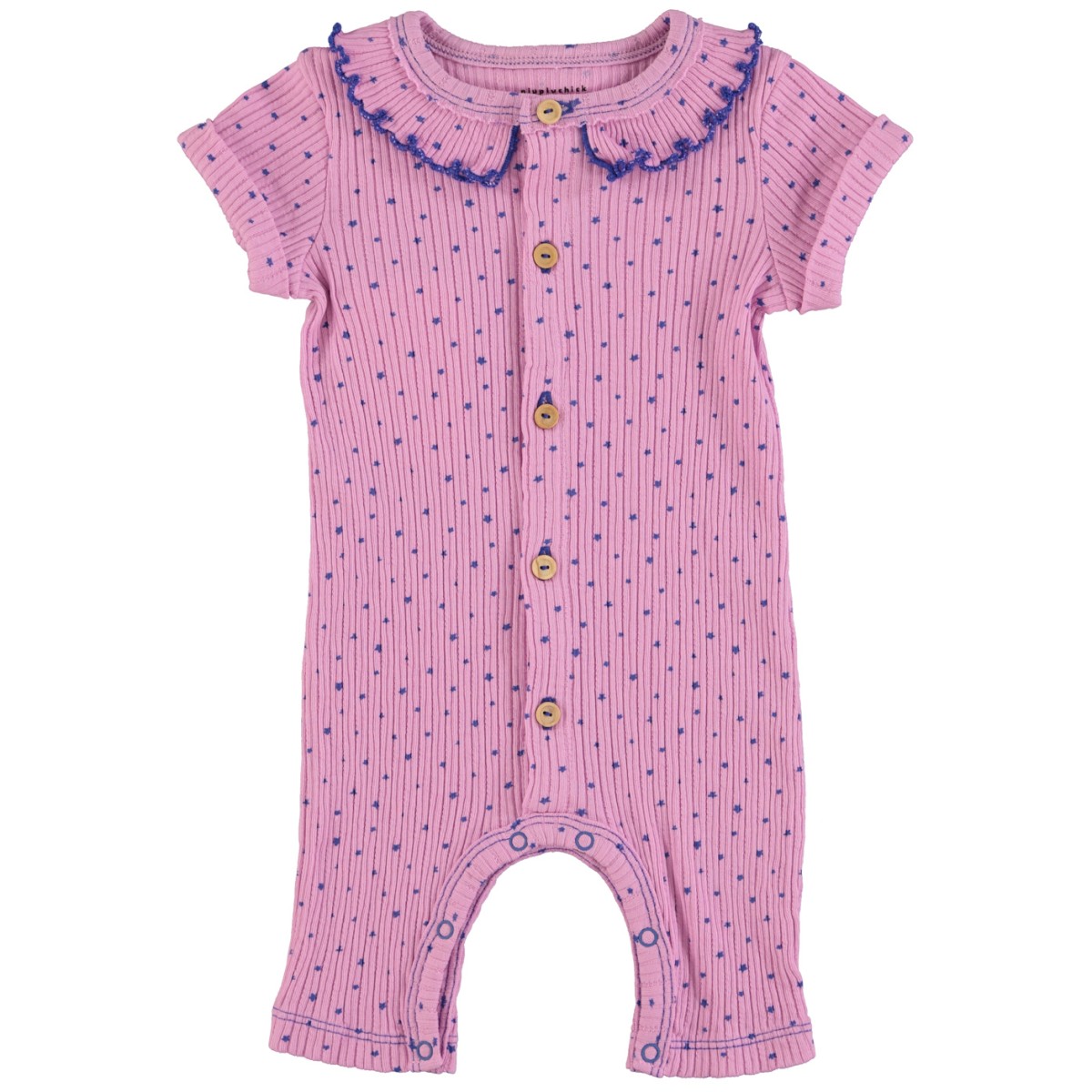 Newborn Babygrow W/ Collar | Lavender W/ Blue Stars