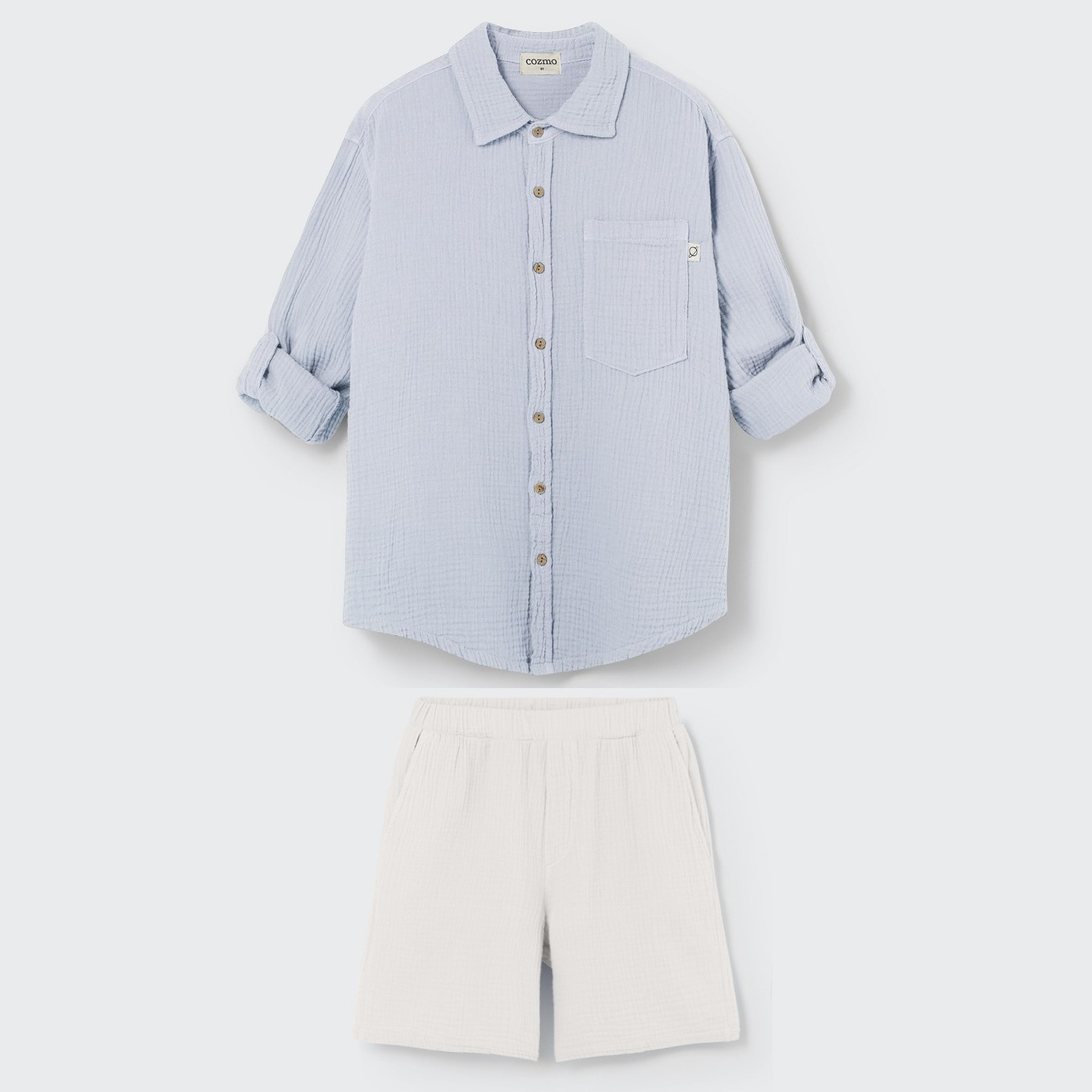 Peterk Soft Gauze Shirt & Alexk Gauze Shorts | Ivory/Blue