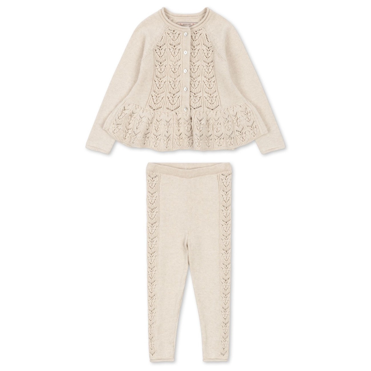 Cabby Frill Cardigan & Cabby Knit Pants | Off White Melange