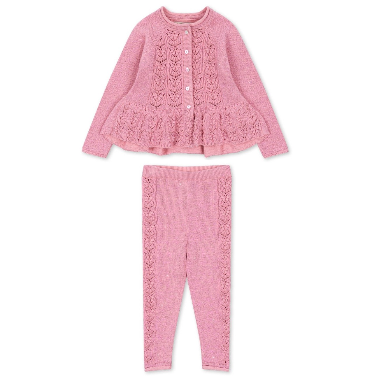Cabby Frill Cardigan & Cabby Knit Pants | Powder Pink