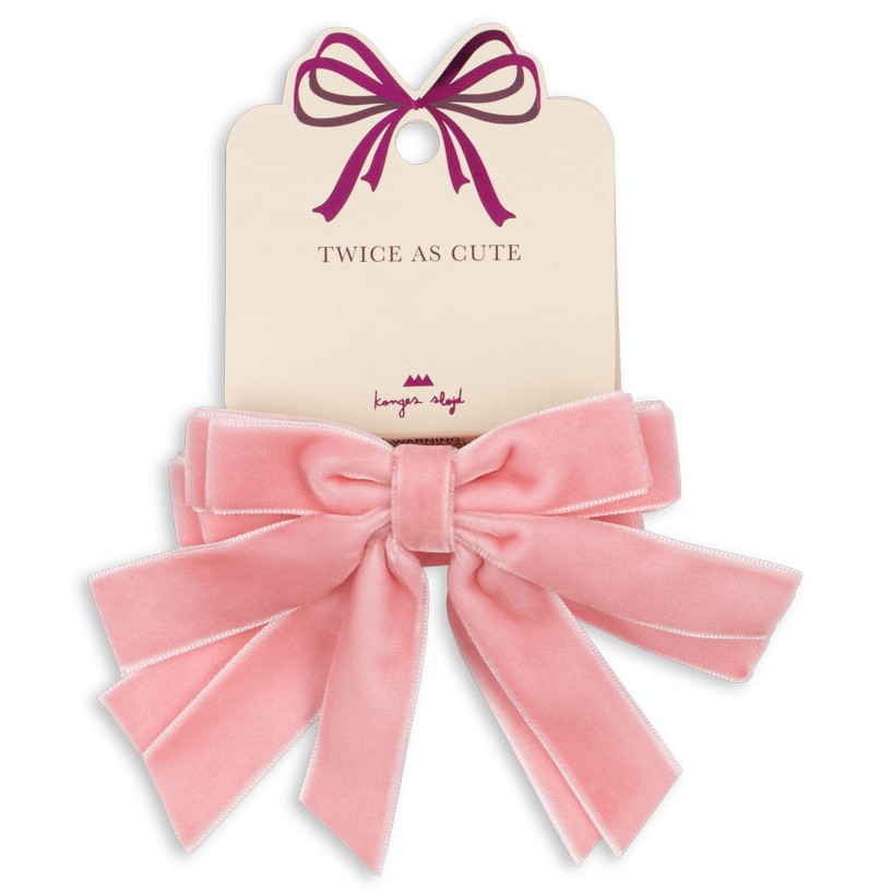 2 Pack Velvet Double Bow Hair Clips | Peony Pink