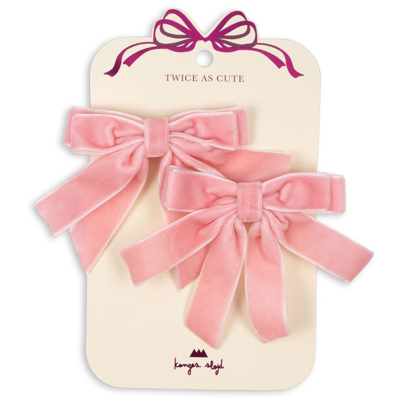 2 Pack Velvet Bow Elastic | Peony Pink
