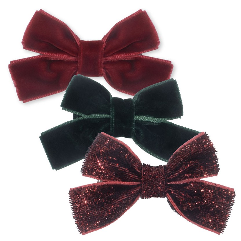 6 Pack Micki Bow Hair Clips | Red/Glitter/Green