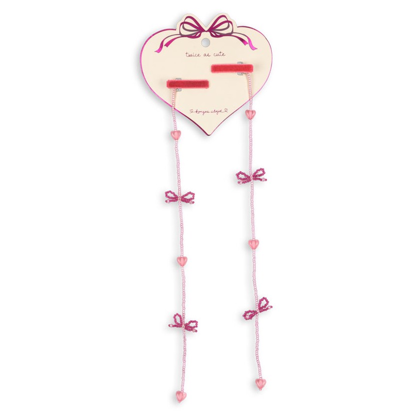 2 Pack Pearly Tassel Hair Clip Pink Bow