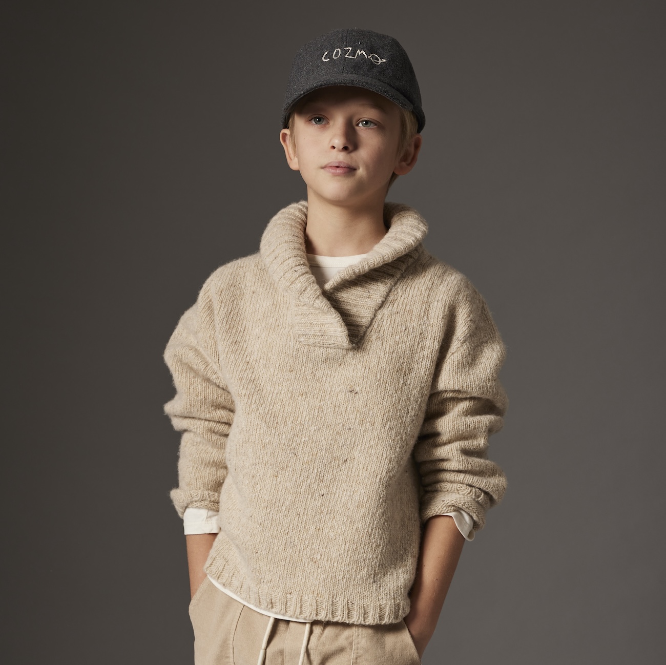 Tweed Tricot Collar Sweater Stone