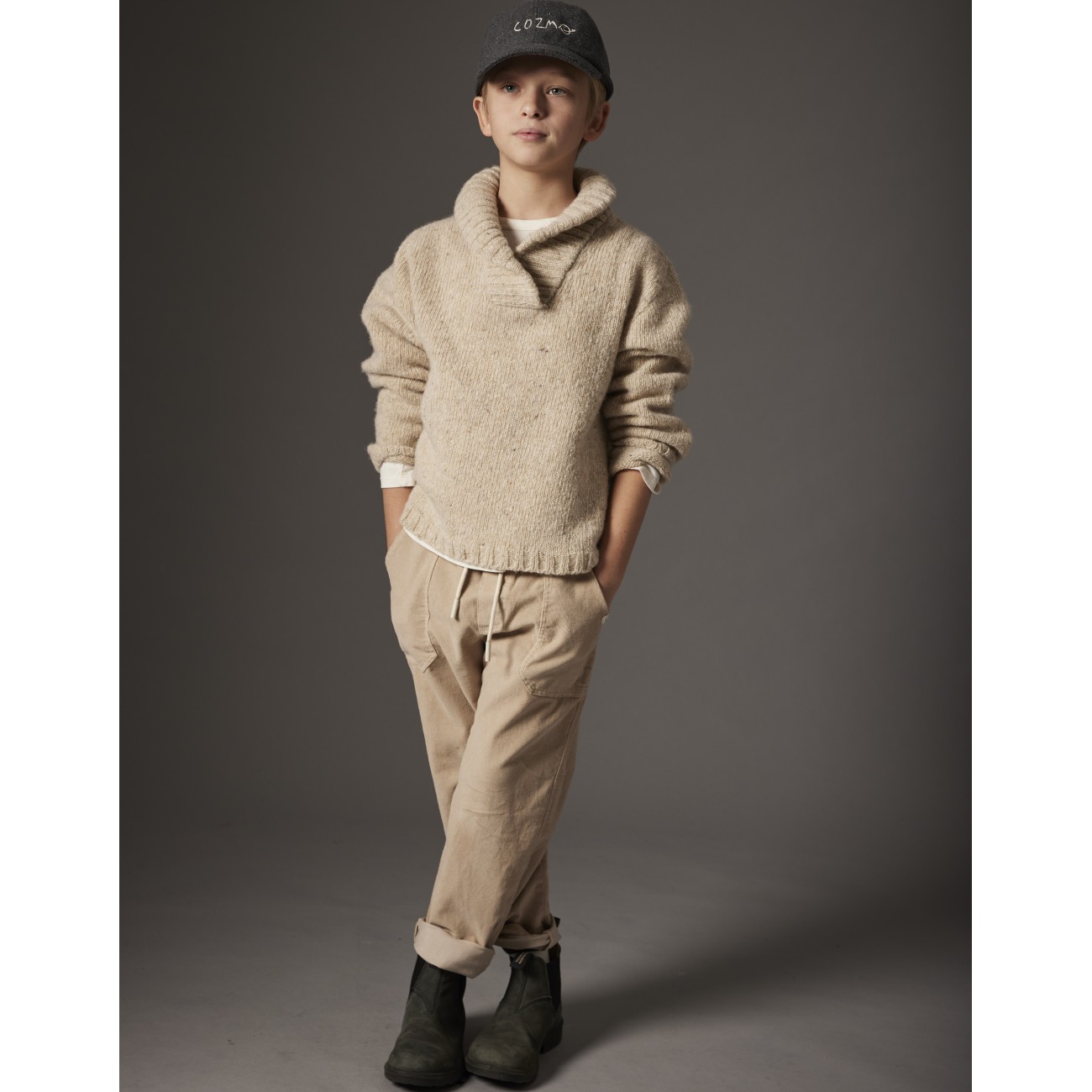 Tweed Tricot Collar Sweater Stone