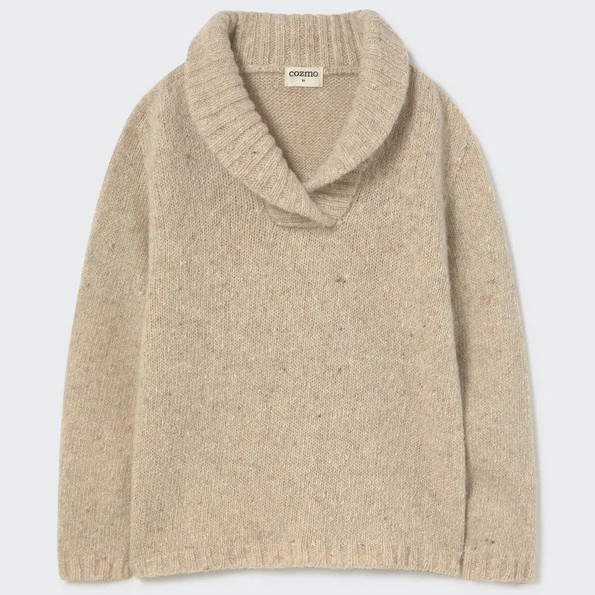 Tweed Tricot Collar Sweater Stone