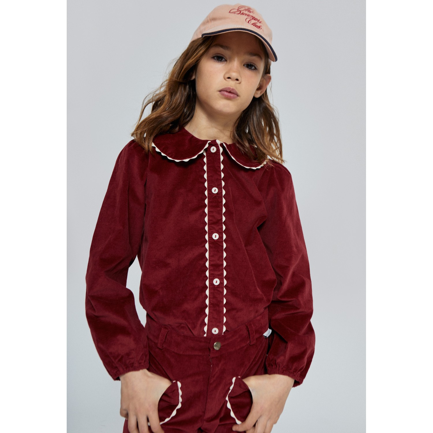 Emma Corduroy Blouse Biking Red