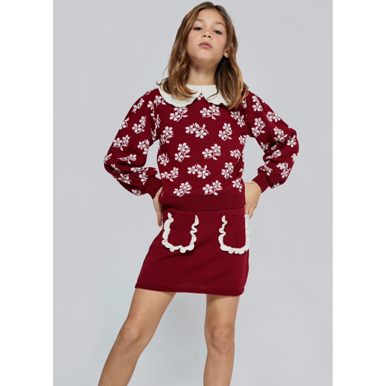 Lila Flower Sweater Rio red