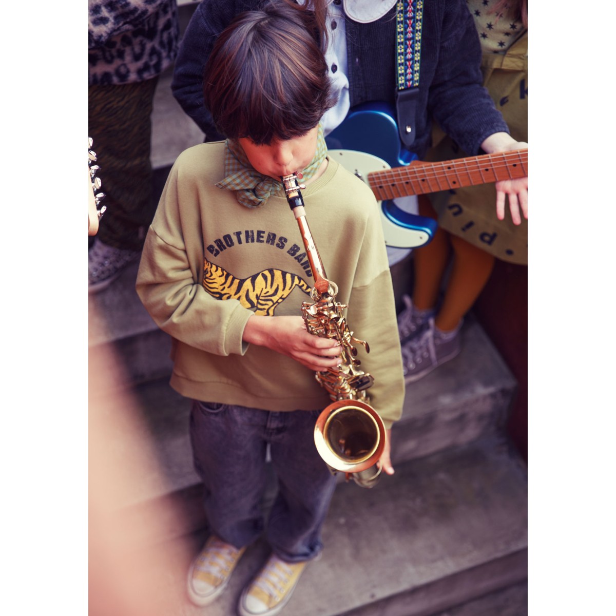 Sweatshirt Olive Green W/ Tiger Print