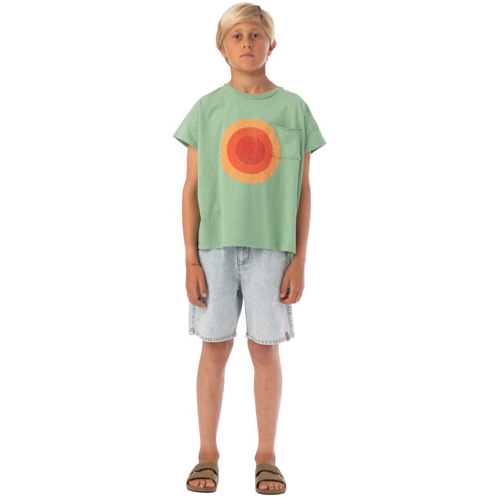 T-shirt | Green W/ Multicolor Circle Print