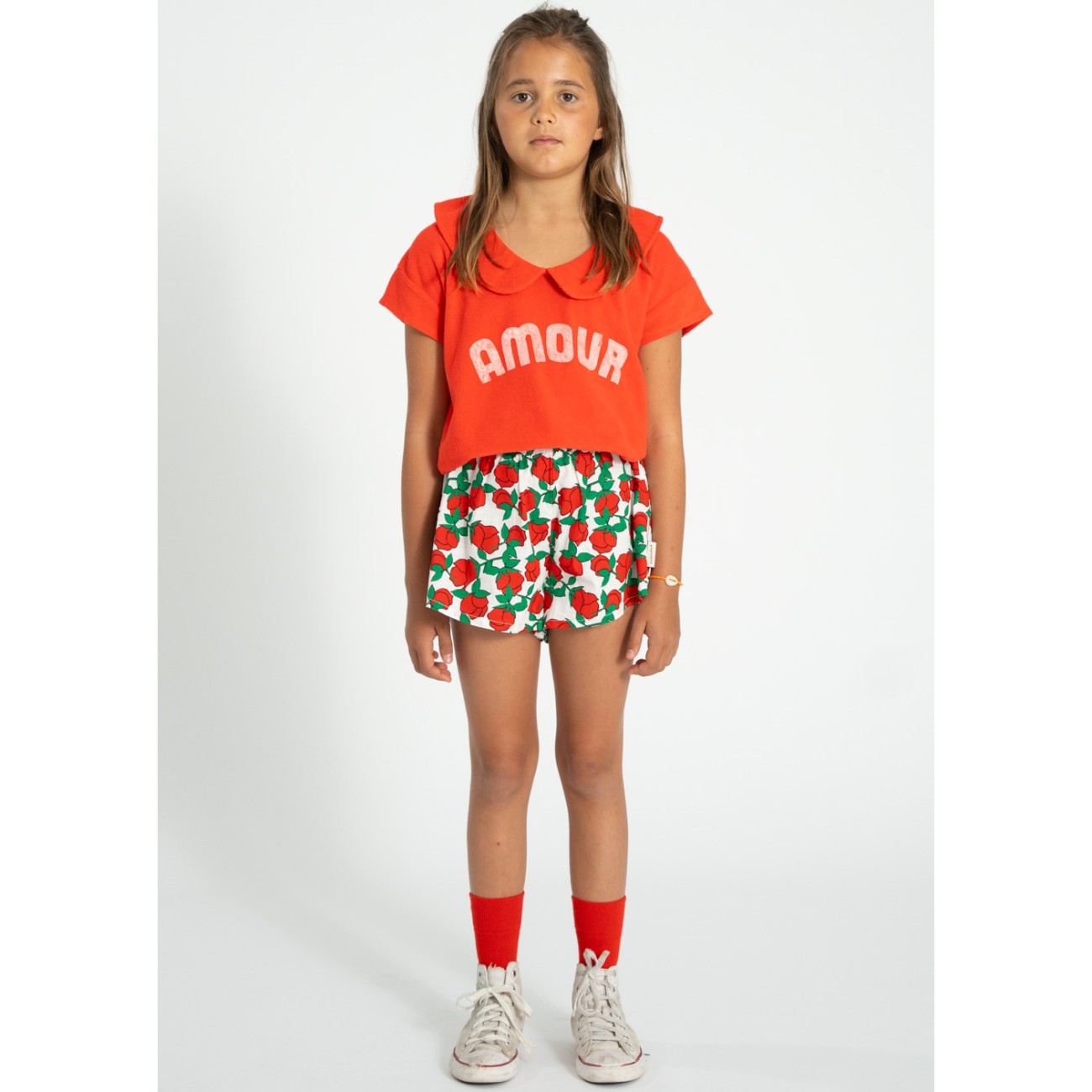 Tshirt W/ Peter Pan Collar Red W/ 