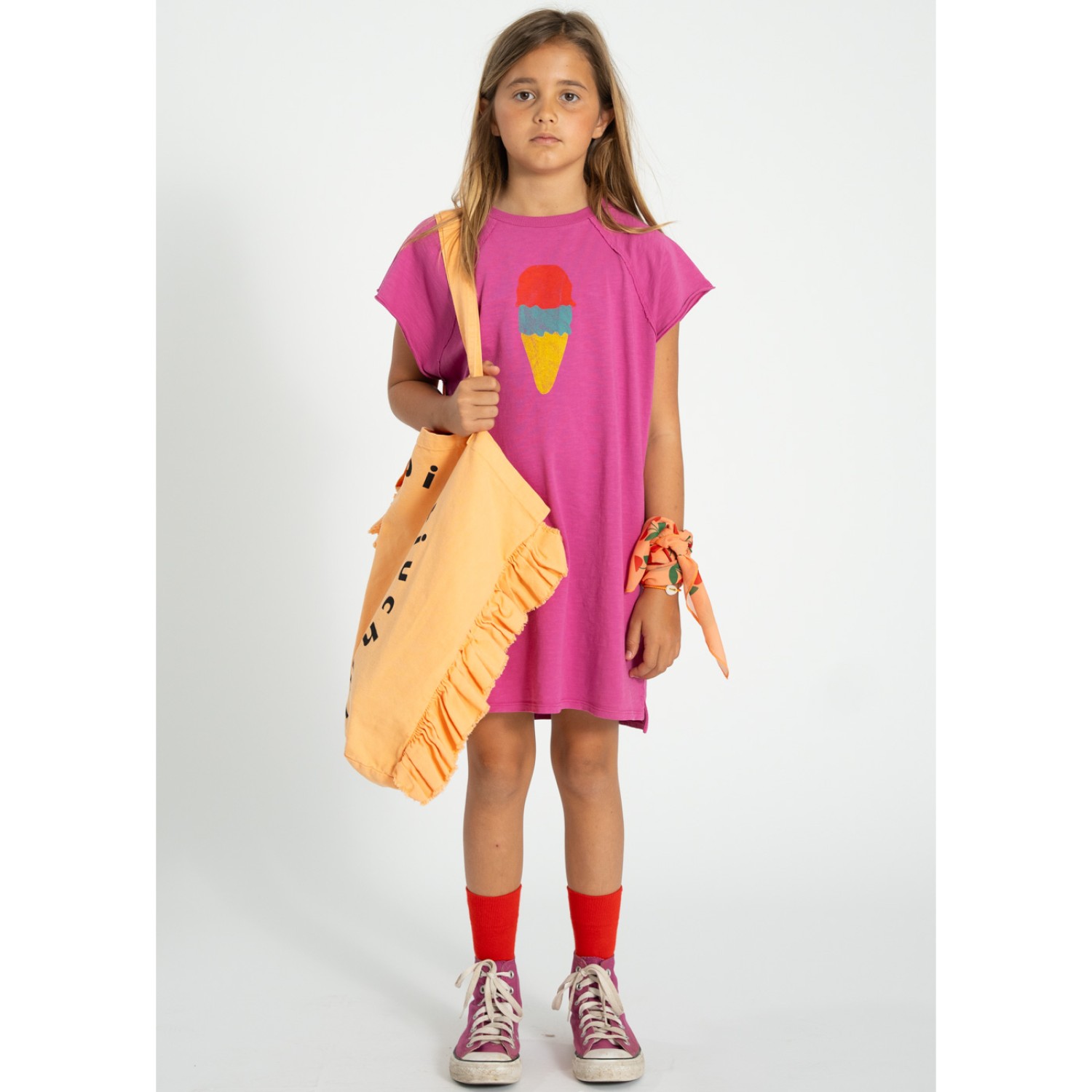 Tshirt Dress Fuchsia W/ Ice Cream Print