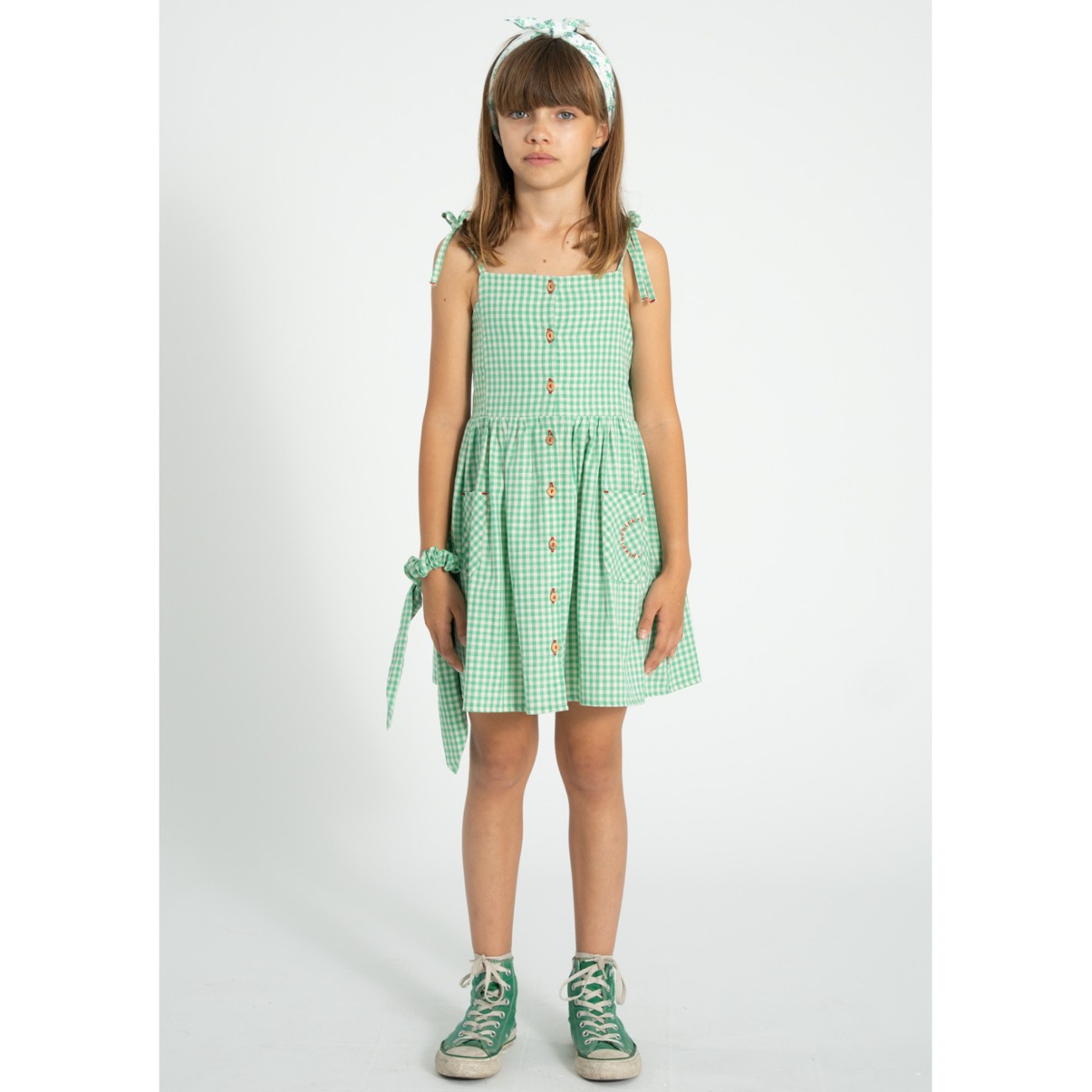Short Dress Green & Ecru Checkered