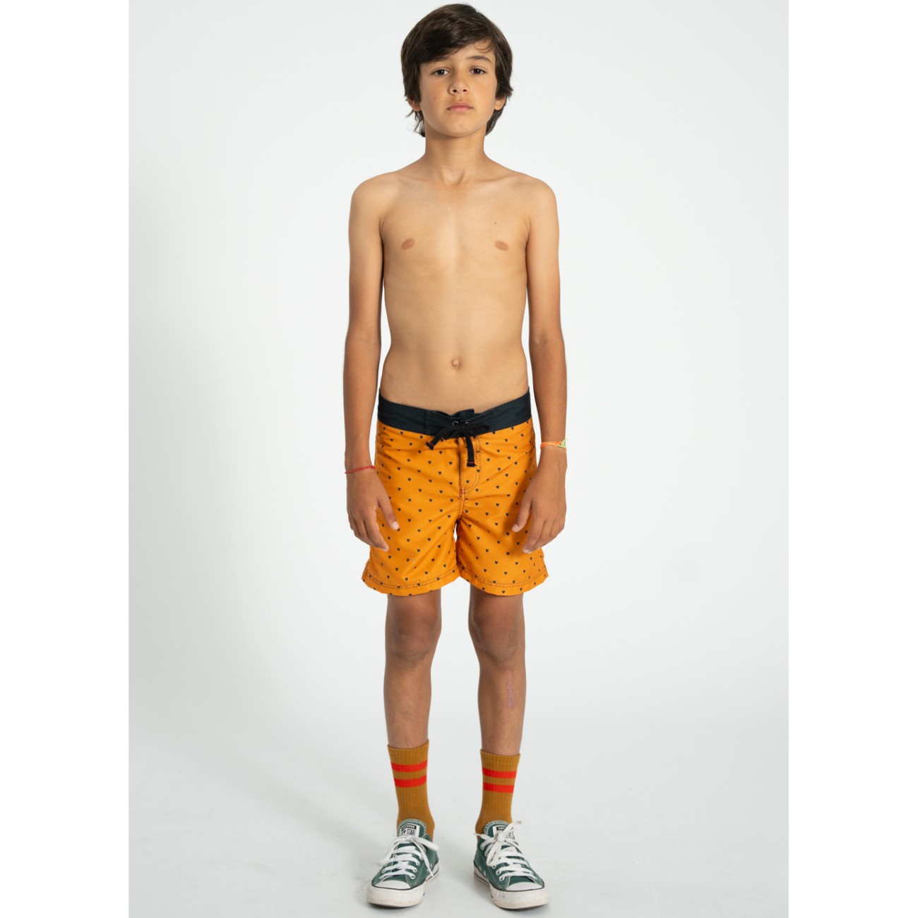 Swim Shorts Camel W/ Black Hearts