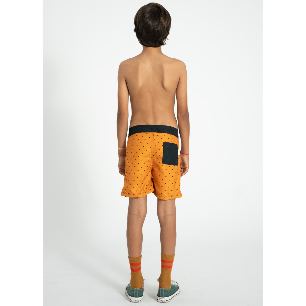 Swim Shorts Camel W/ Black Hearts