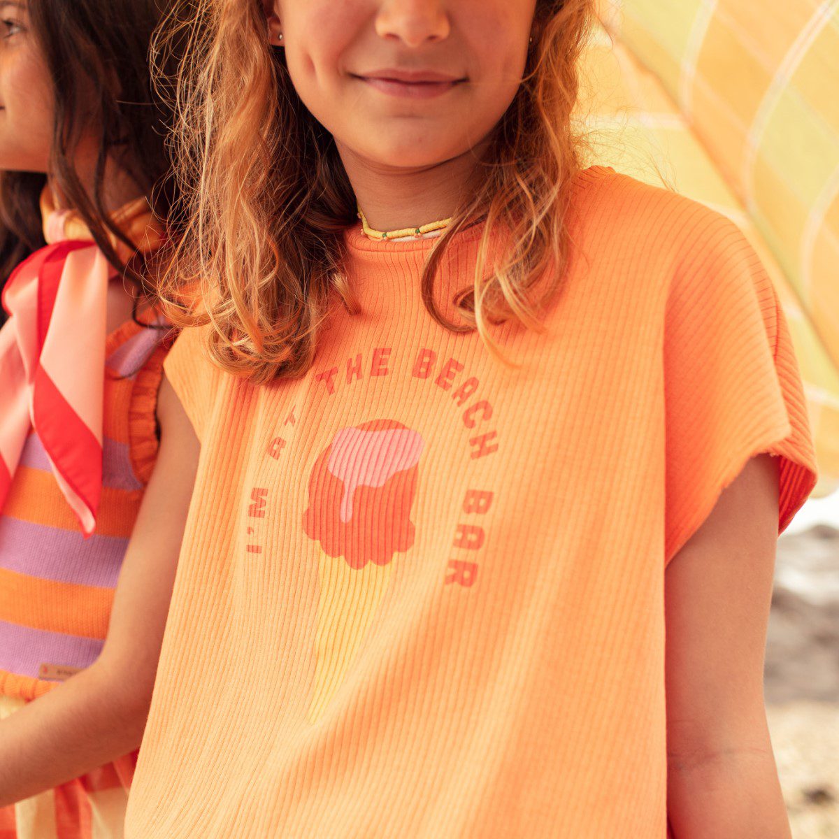 Sleeveless Top | Coral W/ Ice Cream Print