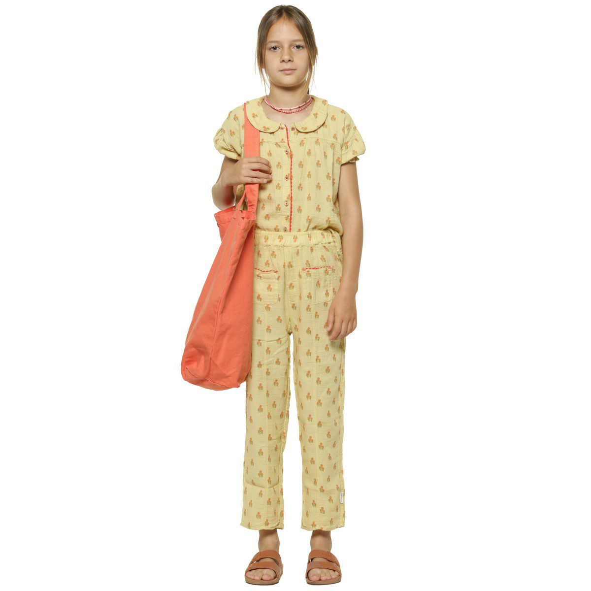 Peter Pan Collar Blouse | Light Yellow W/ Flowers