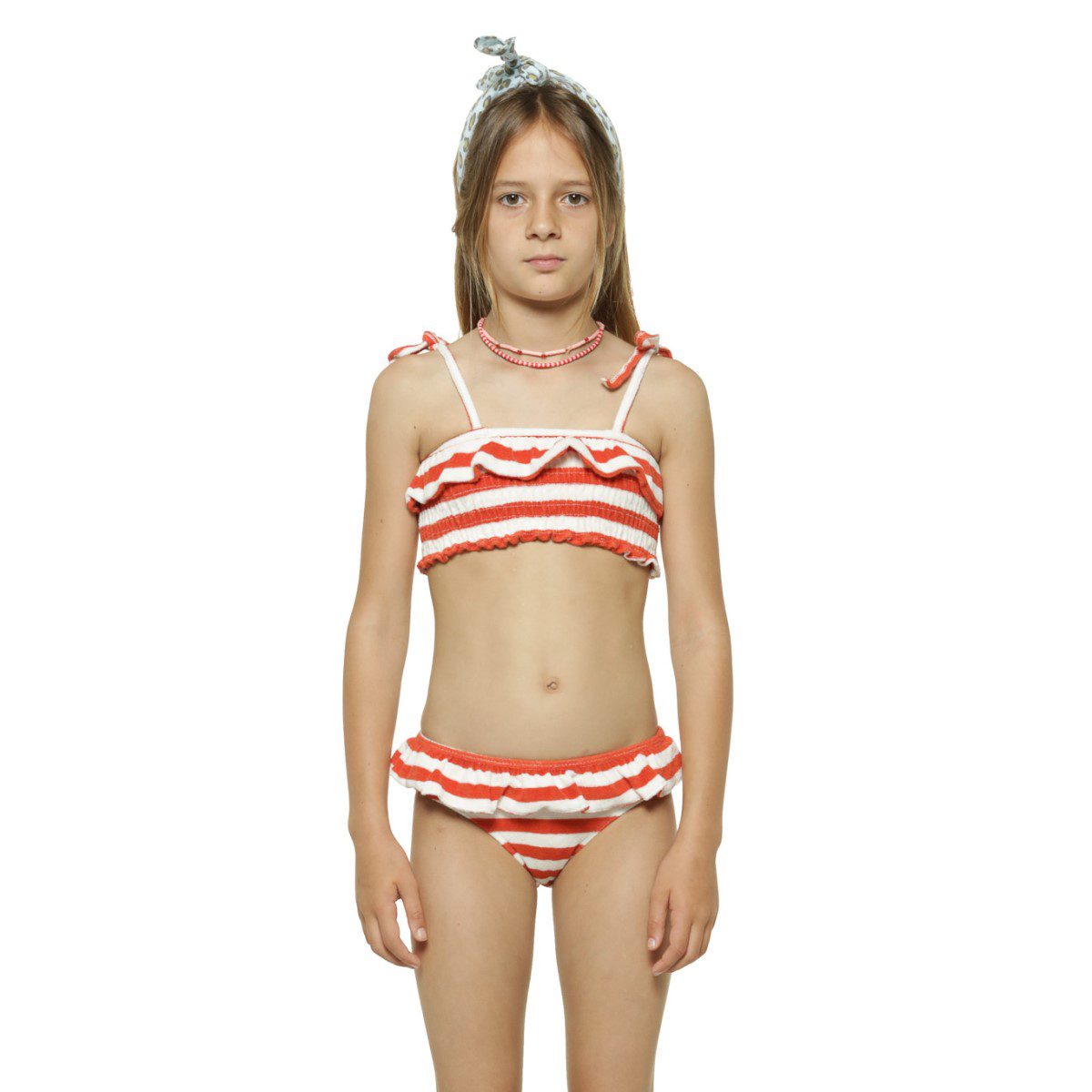 Bikini | Red & Ecru Stripes