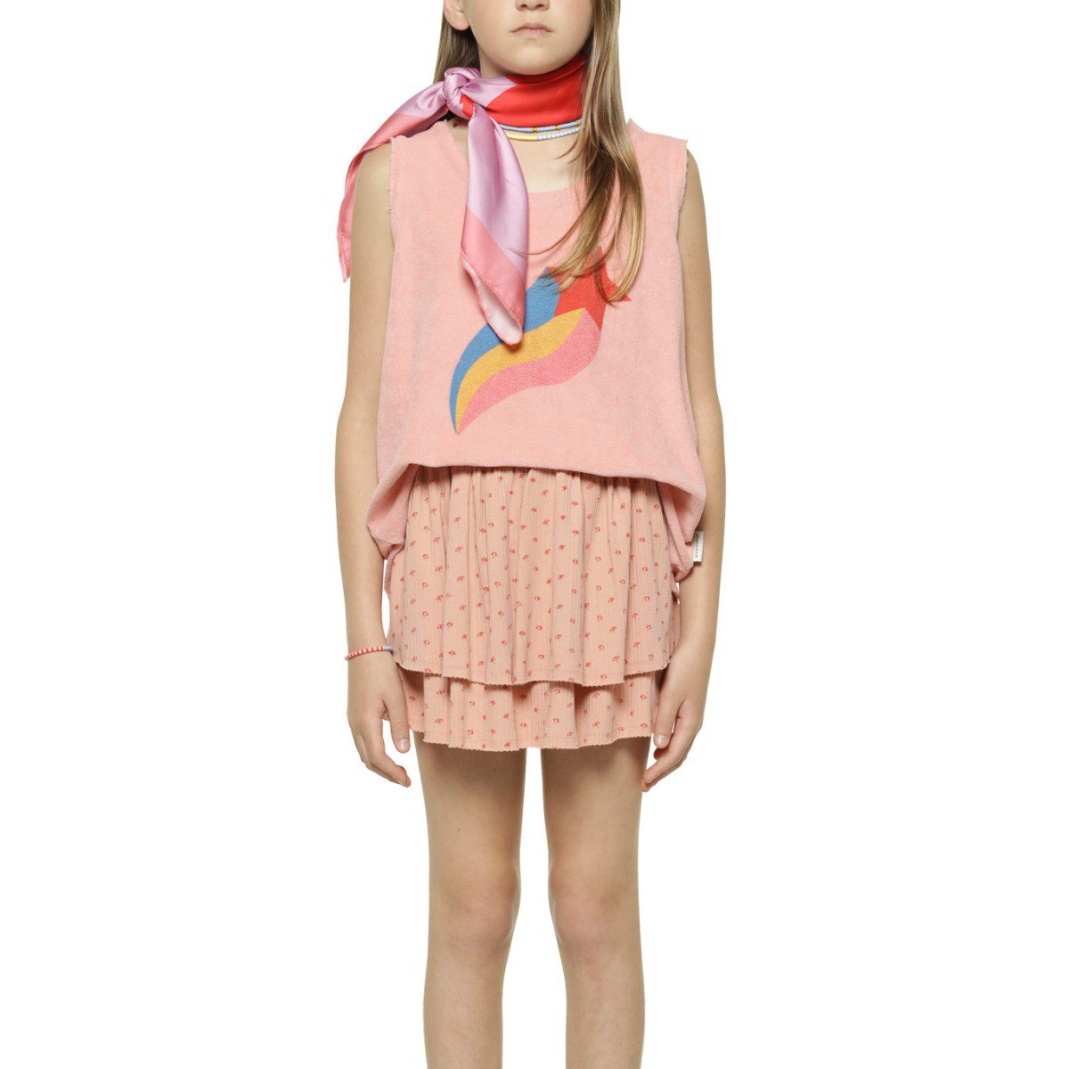 Layered Skirt | Light Pink W/ Red Sunshade