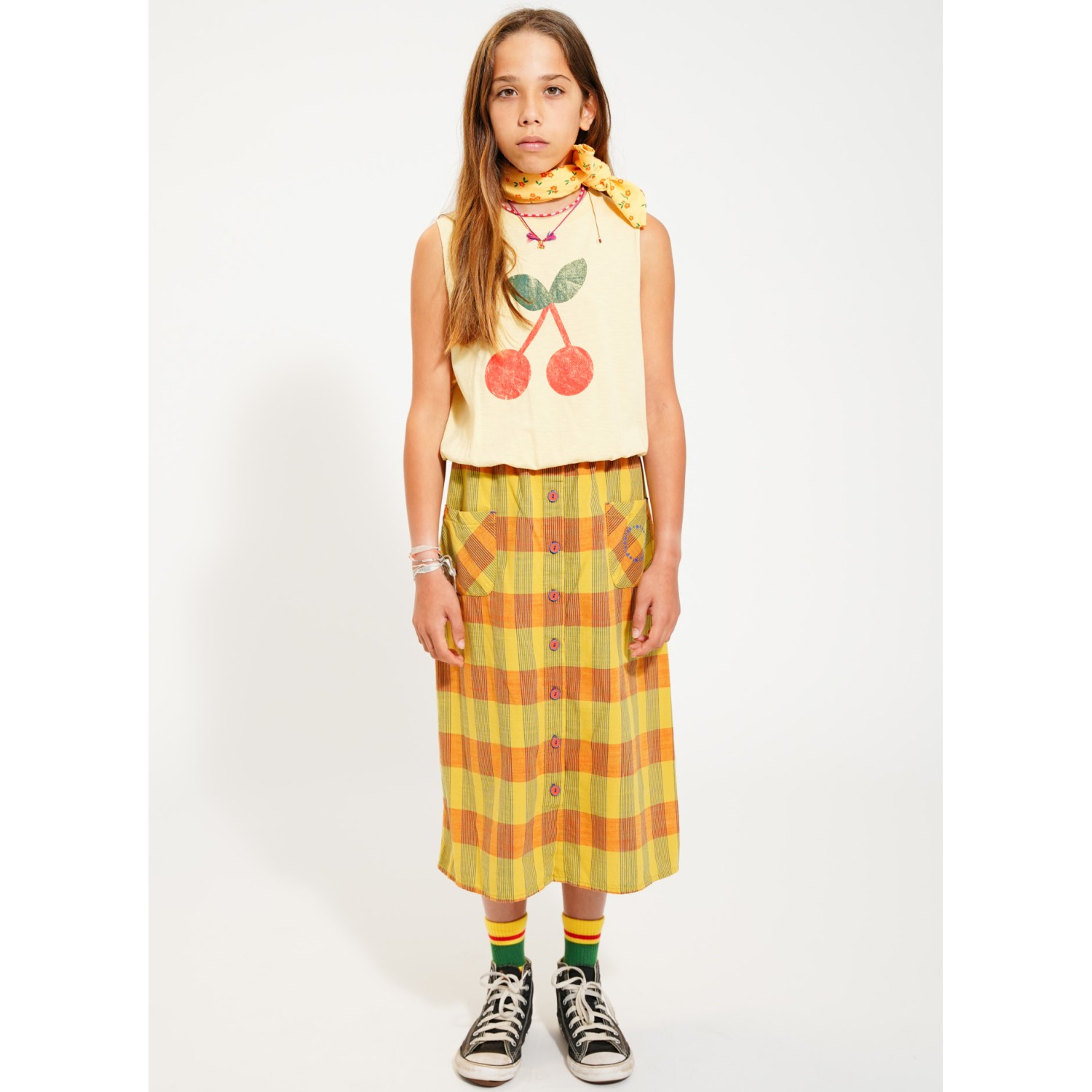 Sleeveless Top | Sand W/ Cherry Print