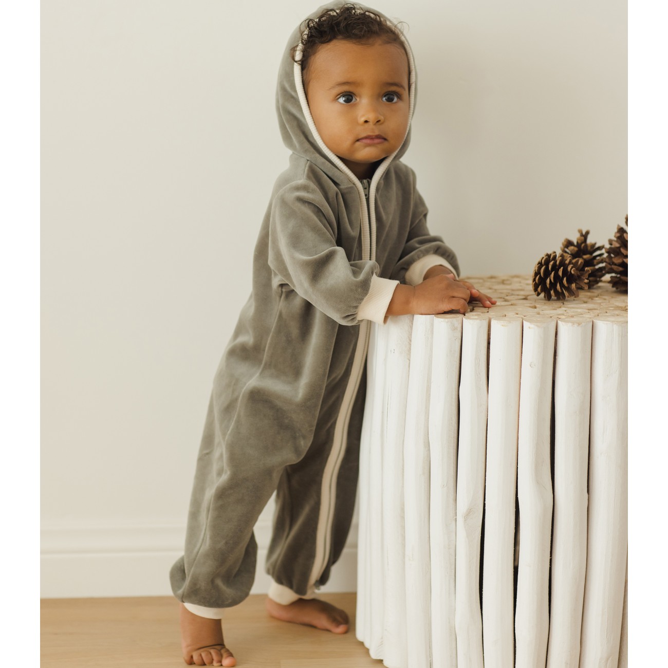 Velour Zip Jumpsuit Forest