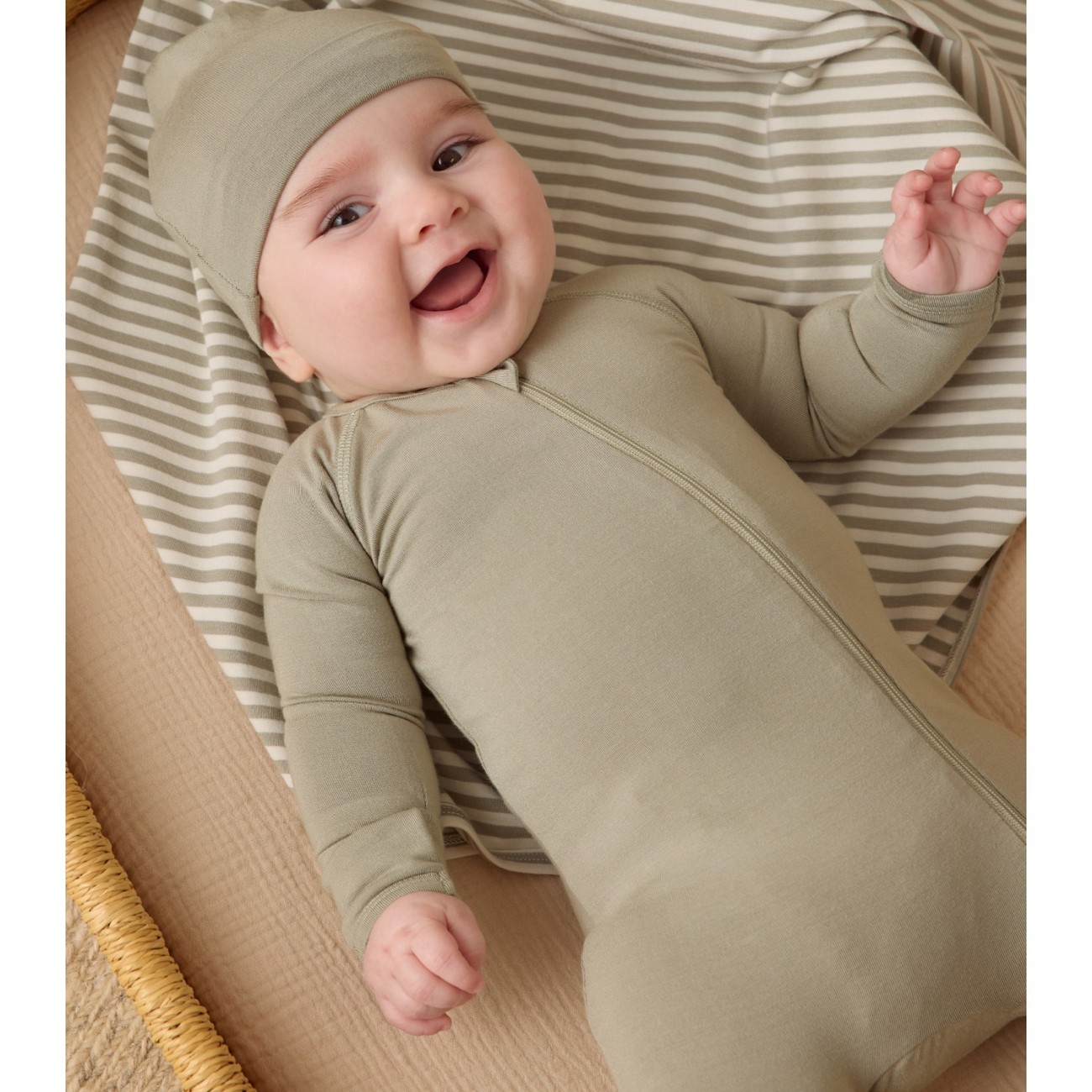 Bamboo Zip Footie Steel Blue