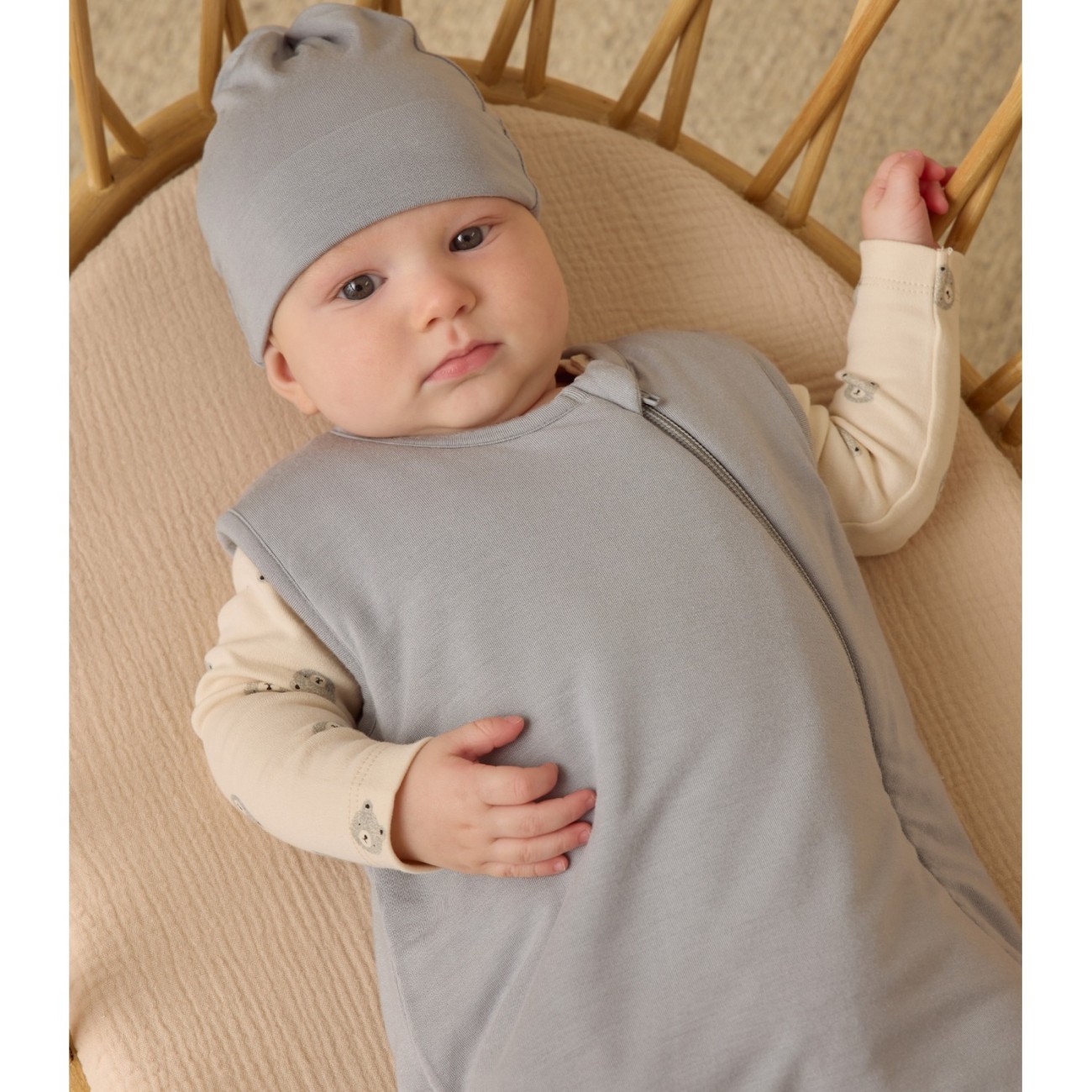 Bamboo Knotted Baby Hat Steel Blue